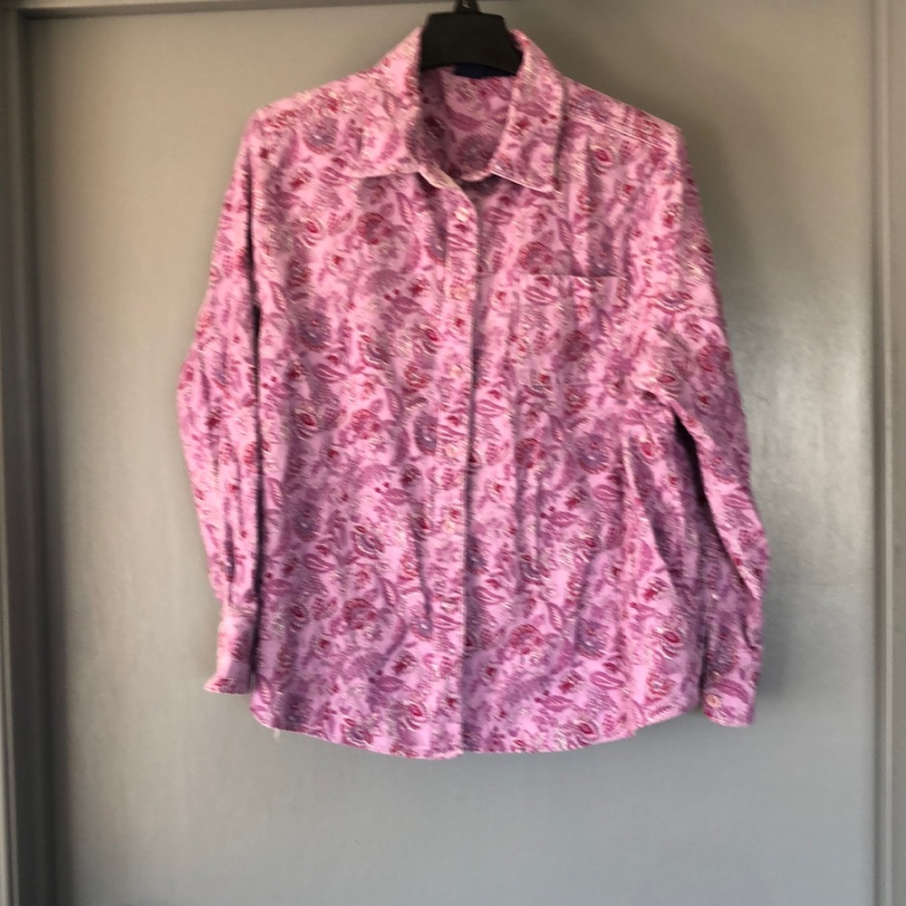 Basic Editions Pink Paisley Corderoy Button Down Shirt
